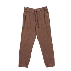 Pilcro Tie Waist Pull On Linen Blend Pant Sz S Brown